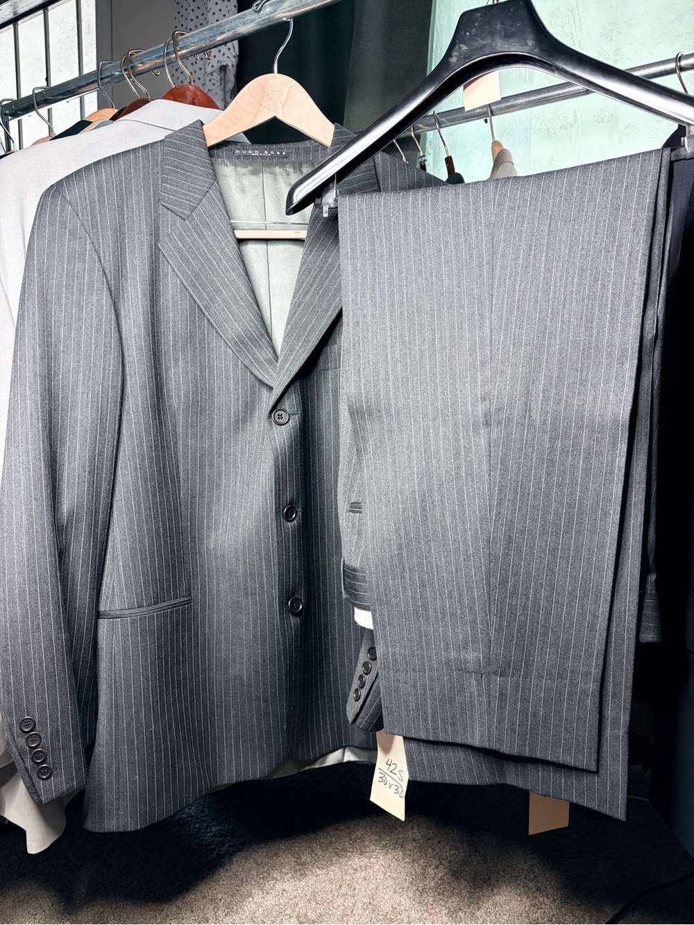 Hugo Boss Gray Pinstripe Two-Piece Suit